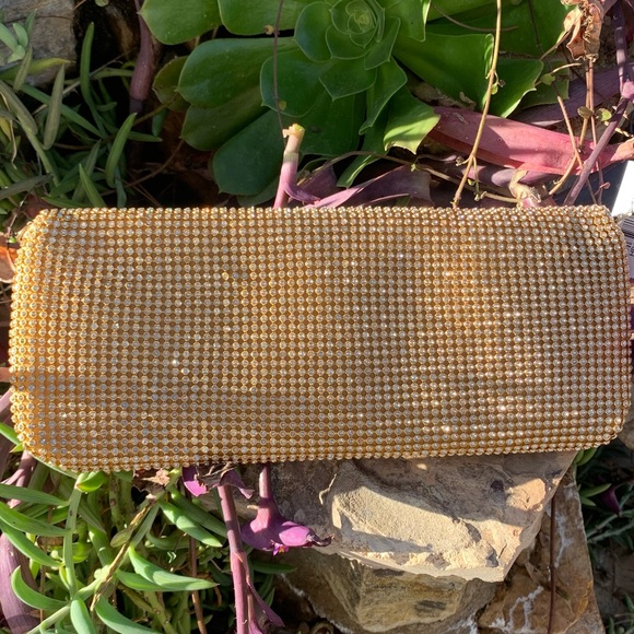 Gold-tone Statement Evening Clutch Sequin Design NWT - Picture 4 of 7